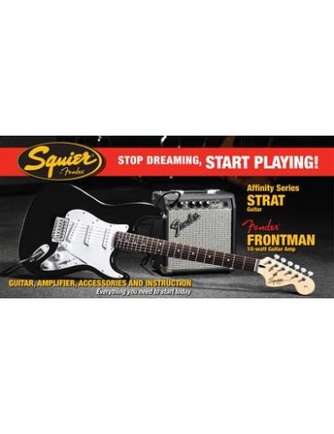 SQUIER PACK CHITARRA ELETTRICA STRATOCASTER AFFINITY BLACK + AMPLIFICATORE 10G
