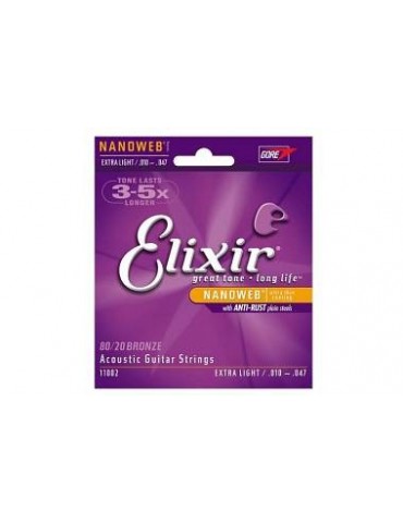 ELIXIR MUTA PER CHITARRA ACUSTICA EXTRA LIGHT 10-47 - NANOWEB COATING - 11002