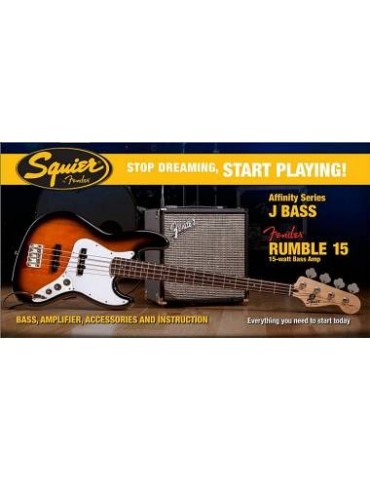 SQUIER BY FENDER AFFINITY JAZZ BASS PACK CON RUMBLE 15 WATT BROWN SUNBURST