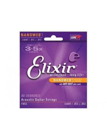 ELIXIR 11052 NANOWEB LIGHT ACOUSTIC BRONZE - CORDIERA PER CHITARRA ACUSTICA LIGHT - 012/053