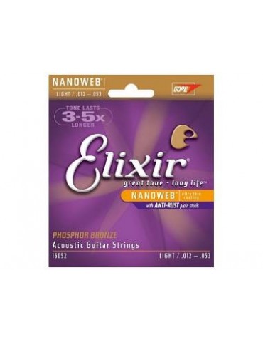ELIXIR 16052 NANOWEB LIGHT ACOUSTIC PHOSPHOR BRONZE - CORDIERA PER CHITARRA ACUSTICA PHOSPHOR BRONZE