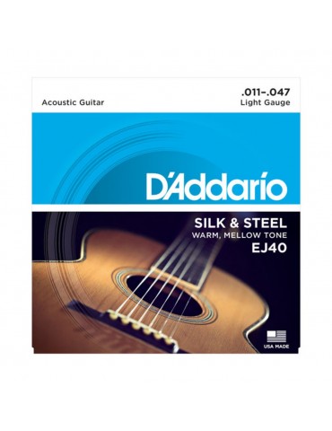 Corde di chitarra acustica d'Addario EJ40 seta & acciaio, 11-47