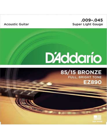 D'Addario EZ890 Great American Bronze Super Light (.009-.045) Acoustic Guitar Strings