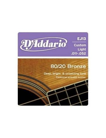 MUTA DI CORDE D'ADDARIO PER CHITARRA ACUSTICA CUSTOM LIGHT 11-52 EJ13