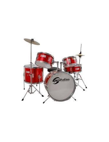 BATTERIA SOUNDSATION MODELLO JUNIOR COMPLETA DI PIATTI E SGABELLO COLORE RED