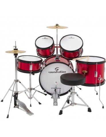 BATTERIA SOUNDSATION JUNIOR JDK100-MR RED COMPLETA DI PIATTI E SGABELLO