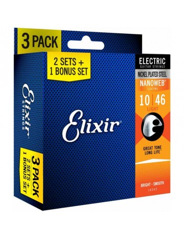 ELIXIR NANOWEB 16542 PACK CORDE CHITARRA ELETTRICA 10-46 (2 mute+1omaggio)