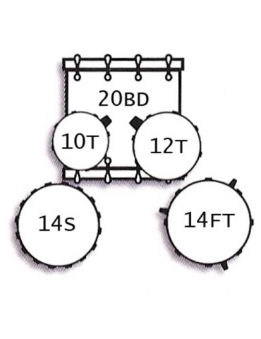 TAMBURO T5 P20 DRUM KIT STANDARD BATTERIA ACUSTICA CASSA 20" CON PIATTI
