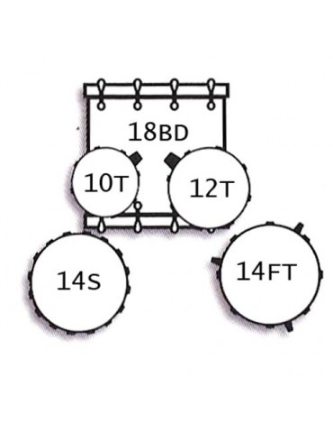 TAMBURO T5 S18 DRUM KIT STANDARD BATTERIA ACUSTICA CASSA 18'' CON PIATTI