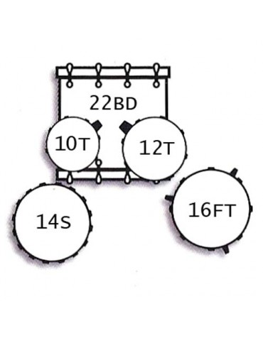 TAMBURO T5 R22 DRUM KIT STANDARD BATTERIA ACUSTICA CASSA 22" CON PIATTI