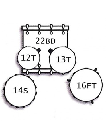 TAMBURO T5 M22 DRUM KIT STANDARD BATTERIA ACUSTICA CASSA 22" CON PIATTI