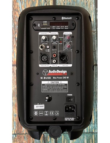 AUDIODESIGN M.8 USB CASSA AMPLIFICATA 8'' USB+BT Max Power 240W