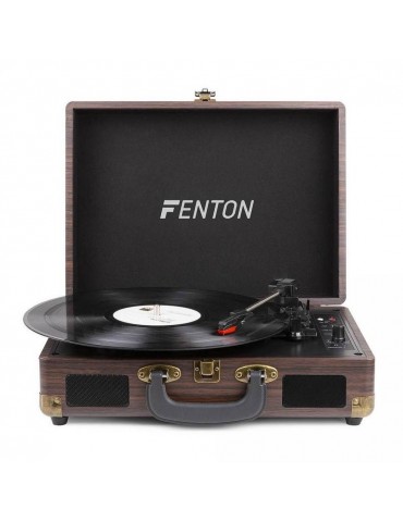 FENTON RP115B Giradischi amplificato portatile a valigetta con BT Legno Scuro