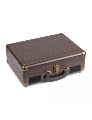FENTON RP115B Giradischi amplificato portatile a valigetta con BT Legno Scuro