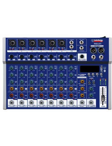 AUDIODESIGN PMX.611 MIXER PROFESSIONALE (6+1+1 canali) USB/BT 24 EFFETTI