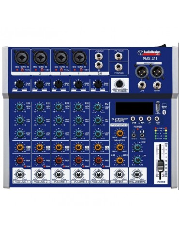 AUDIODESIGN PMX.411 MIXER PROFESSIONALE (4+1+1 canali) USB/BT 24 EFFETTI