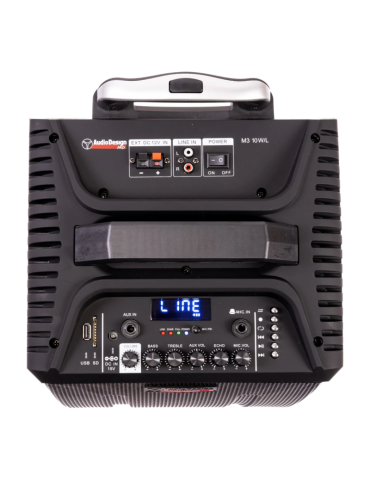 AUDIODESIGN M3 10W/L Cassa Attiva 10'' a batteria 300W Bluetooth + 2 Microfoni wireless